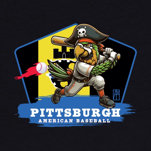 USA - American BASEBALL - Pittsburgh - Baseball mascot - Pittsburgh  baseball by ArtProjectShop